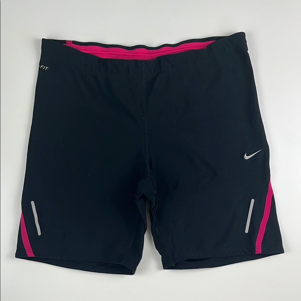 Nike Black Dry-Fit Athletic Shorts with Pink Accents Women’s Large